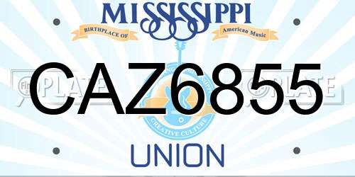 CAZ6855 Mississippi License Plate