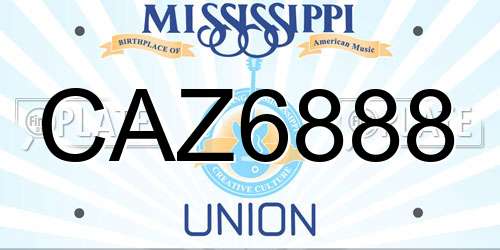CAZ6888 Mississippi License Plate