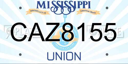CAZ8155 Mississippi License Plate