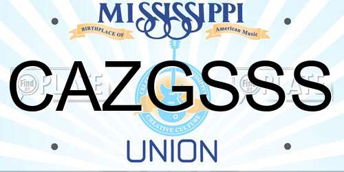 CAZGSSS Mississippi License Plate