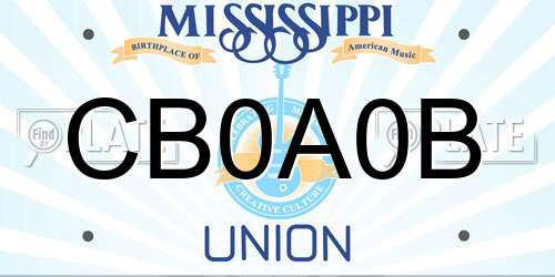 CB0A0B Mississippi License Plate