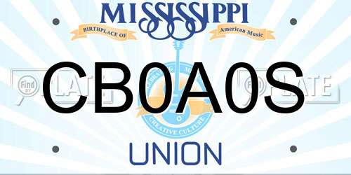 CB0A0S Mississippi License Plate