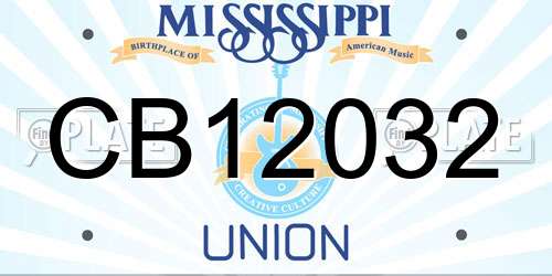 CB12032 Mississippi License Plate