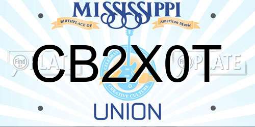 CB2X0T Mississippi License Plate