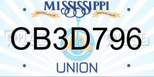 CB3D796 Mississippi License Plate