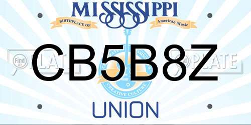 CB5B8Z Mississippi License Plate