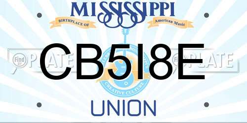 CB5I8E Mississippi License Plate