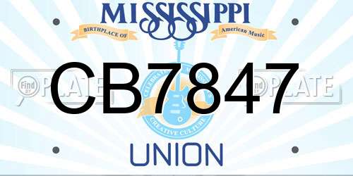 CB7847 Mississippi License Plate