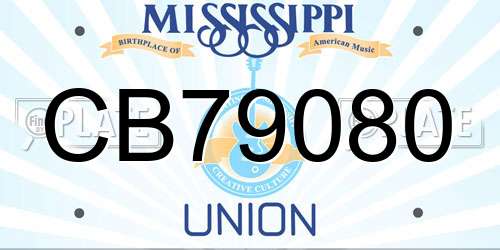 CB79080 Mississippi License Plate