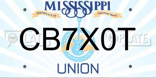 CB7X0T Mississippi License Plate