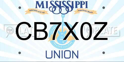 CB7X0Z Mississippi License Plate