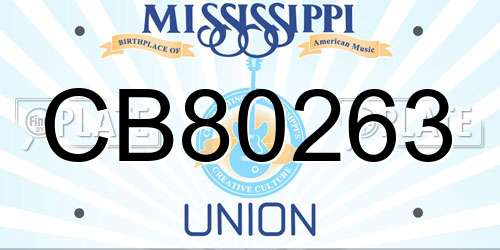 CB80263 Mississippi License Plate
