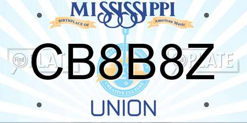 CB8B8Z Mississippi License Plate