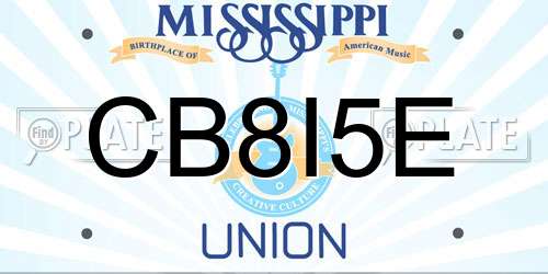 CB8I5E Mississippi License Plate
