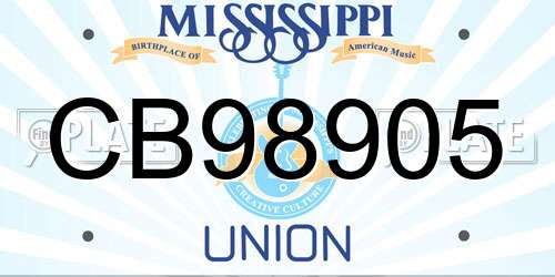 CB98905 Mississippi License Plate
