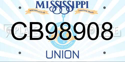 CB98908 Mississippi License Plate
