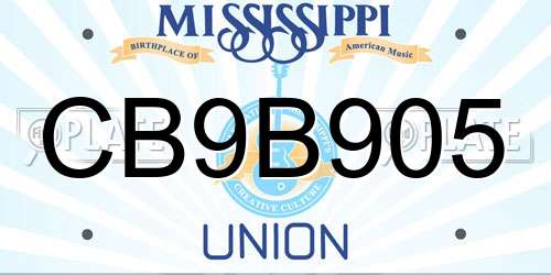 CB9B905 Mississippi License Plate