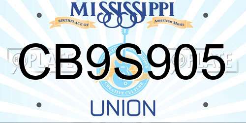 CB9S905 Mississippi License Plate