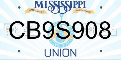 CB9S908 Mississippi License Plate
