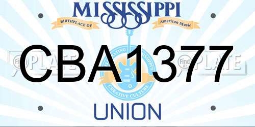 CBA1377 Mississippi License Plate
