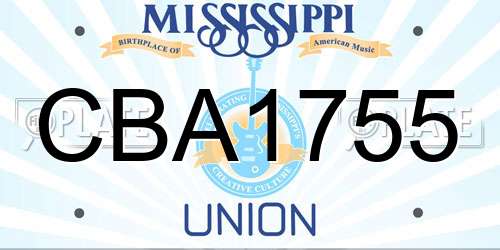 CBA1755 Mississippi License Plate
