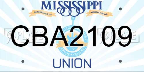 CBA2109 Mississippi License Plate