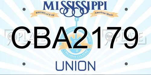 CBA2179 Mississippi License Plate