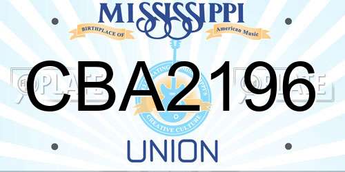 CBA2196 Mississippi License Plate