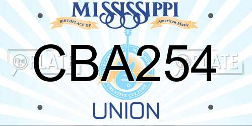 CBA254 Mississippi License Plate