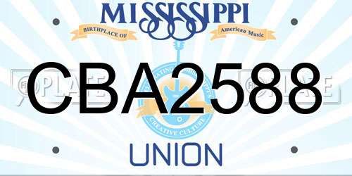 CBA2588 Mississippi License Plate