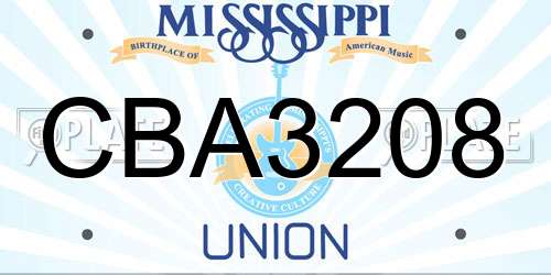 CBA3208 Mississippi License Plate