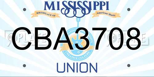 CBA3708 Mississippi License Plate