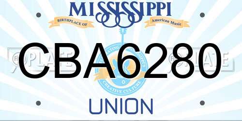 CBA6280 Mississippi License Plate