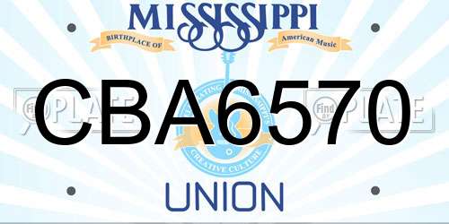 CBA6570 Mississippi License Plate