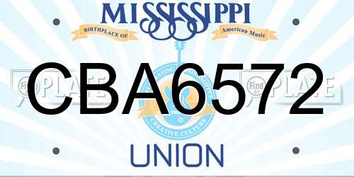 CBA6572 Mississippi License Plate