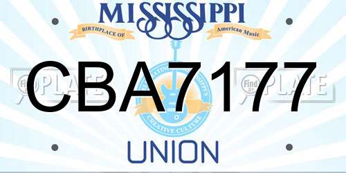 CBA7177 Mississippi License Plate