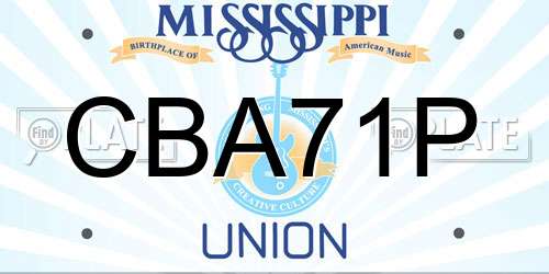 CBA71P Mississippi License Plate