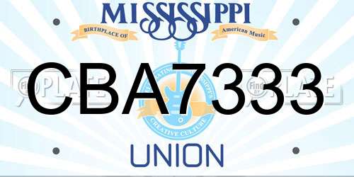 CBA7333 Mississippi License Plate