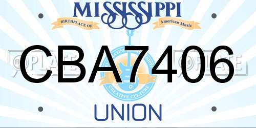 CBA7406 Mississippi License Plate