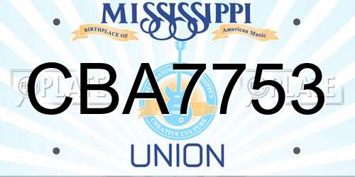 CBA7753 Mississippi License Plate