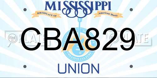 CBA829 Mississippi License Plate