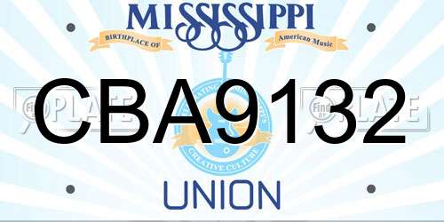 CBA9132 Mississippi License Plate
