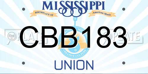 CBB183 Mississippi License Plate