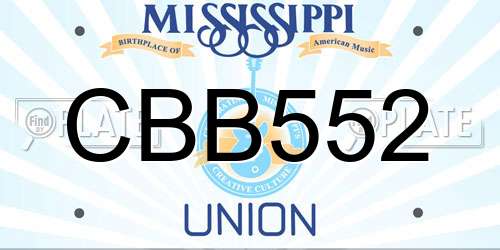 CBB552 Mississippi License Plate