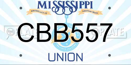 CBB557 Mississippi License Plate
