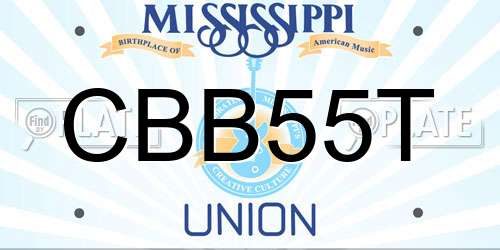 CBB55T Mississippi License Plate