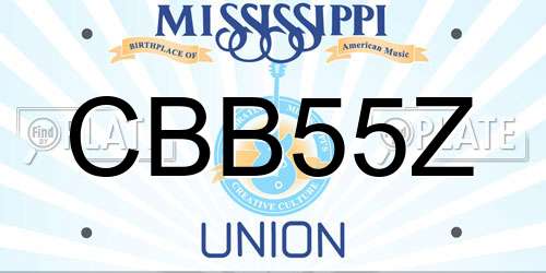 CBB55Z Mississippi License Plate