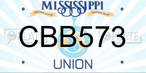CBB573 Mississippi License Plate