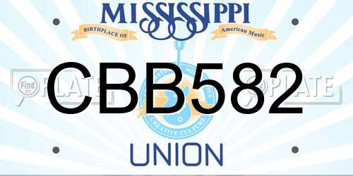 CBB582 Mississippi License Plate