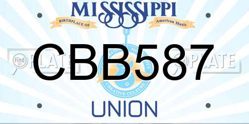 CBB587 Mississippi License Plate